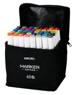 Набор маркеров для скетчинга 70807 40 двухсторонний 40цв ассорти текстильная сумка Deli