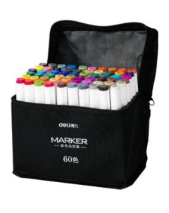 Набор маркеров для скетчинга 70807 60 двухсторонний 60цв ассорти текстильная сумка Deli