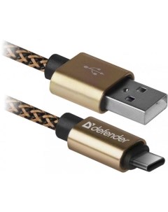 USB кабель USB09 03T PRO USB2 0 Золотой AM Type C 1m 2 1A 87812 Defender