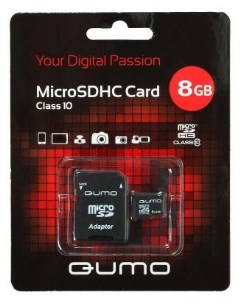 Карта памяти Micro SDHC 8Gb class 10 QM8GMICSDHC10 SD adapter Qumo