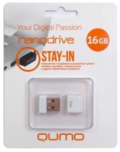 Флешка USB 16Gb NanoDrive USB2 0 белый QM16GUD NANO W Qumo