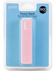 Внешний аккумулятор Power Bank 2600 мАч GM PB026 P розовый Gmini