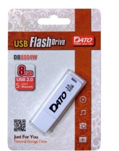 Флеш Диск 8Gb DB8001 DB8001W 08G USB2 0 белый Dato
