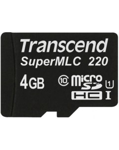 Промышленная карта памяти microSDHC 220I 4 Гб Class 10 U1 UHS I SuperMLC темп режим от 40 до 85 без  Transcend