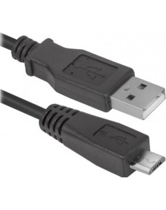 Кабель microUSB 1 8м USB08 06 круглый черный 87459 Defender