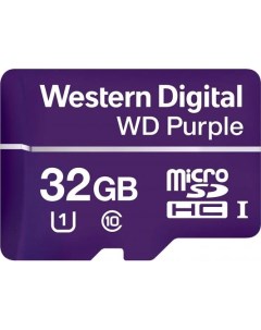 Флеш карта microSDHC 32Gb Class10 WD WDD032G1P0C Purple w o adapter Western digital