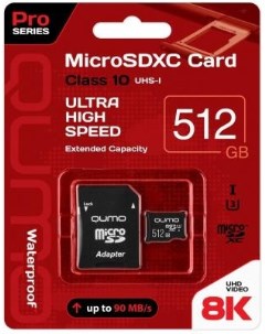 Карта памяти microSDXC 512Gb QM512GMICSDXC10U3 Qumo