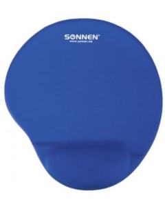 Коврик для мыши с подушкой под запястье полиуретан лайкра 250х220х20 мм синий 513300 Sonnen