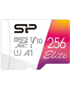 Флеш карта microSD 256GB Elite A1 microSDXC Class 10 UHS I U3 100 Mb s SD адаптер Silicon power