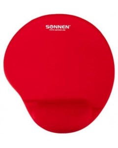 Коврик для мыши с подушкой под запястье полиуретан лайкра 250х220х20 мм красный 513301 Sonnen