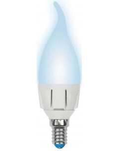 Лампа светодиодная свеча на ветру LED CW37 7W NW E14 FR PLP01WH E14 7W 4000K Uniel