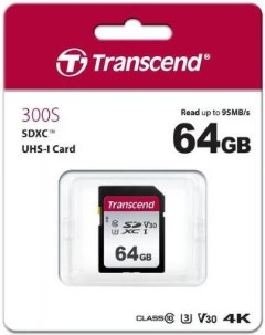 Флеш накопитель Карта памяти 64GB UHS I U3 SD card TS64GSDC300S Transcend