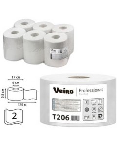 Бумага туалетная 125 м Система T2 комплект 12 шт Comfort 2 слойная T206 Veiro professional