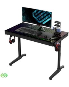Стол для компьютера для геймеров со стеклянной столешницей и RGB подсветкой GTG I43 Explorer edition Eureka