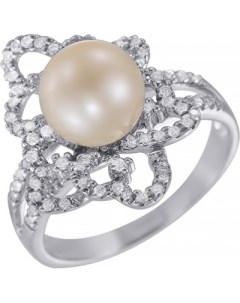 Кольцо с бриллиантами жемчугом из белого золота Джей ви