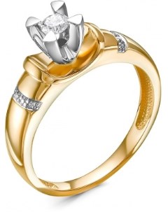 Кольцо с 9 бриллиантами из красного золота Klondike