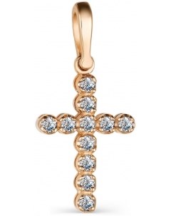 Крестик с бриллиантом из красного золота Костромская ювелирная фабрика "алькор"