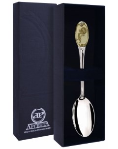 Ложка чайная с логотипом Водолей из серебра с позолотой Фабрика серебра "аргента"