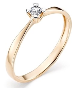 Кольцо с 1 бриллиантом из красного золота Newgold