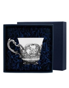 Чашка чайная Королевская охота из чернёного серебра Фабрика серебра "аргента"