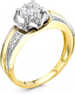 Кольцо с 19 бриллиантами из жёлтого золота Klondike