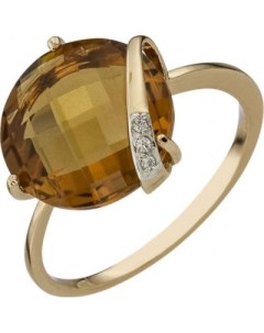 Кольцо с фианитами и цитрином из красного золота Aloris