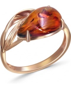 Кольцо с 1 янтарем из красного золота Newgold