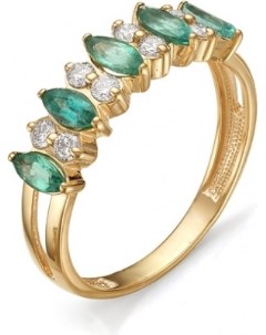 Кольцо с изумрудами и бриллиантами из красного золота Newgold