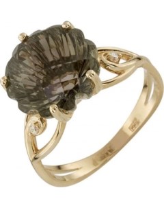 Кольцо Цветок с фианитами и раухтопазом из красного золота Aloris