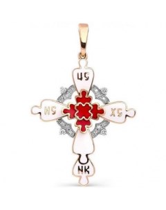 Крестик с 16 бриллиантами из красного золота Kabarovsky