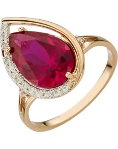 Кольцо с рубином и фианитами из красного золота Aloris