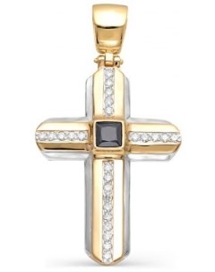 Крестик с сапфиром и бриллиантами из красного золота Мастер бриллиант