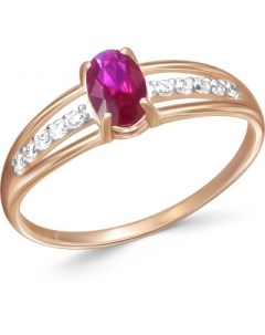 Кольцо с рубином и бриллиантами из красного золота Newgold