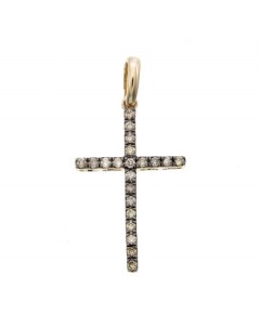 Крестик с 21 бриллиантом из жёлтого золота Sargon jewelry