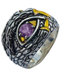 Кольцо Глаз Дракона с 1 александритом из серебра Aloris