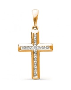 Крестик с 17 бриллиантами из красного золота Мастер бриллиант