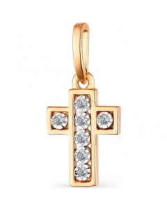 Крестик с 7 бриллиантами из красного золота Костромская ювелирная фабрика "алькор"