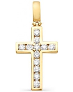 Крестик с 12 бриллиантами из красного золота Мастер бриллиант