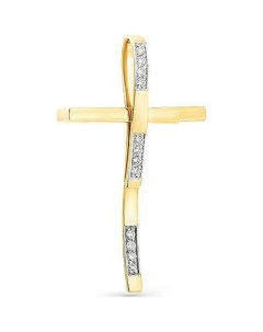 Крестик с 12 бриллиантами из жёлтого золота Мастер бриллиант