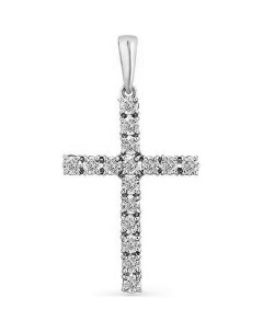 Крестик с 16 бриллиантами из белого золота Мастер бриллиант