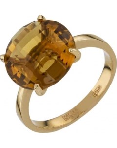 Кольцо с 1 цитрином из красного золота Aloris