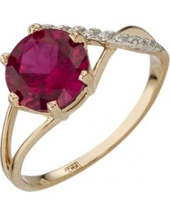 Кольцо с фианитами и рубином из красного золота Aloris