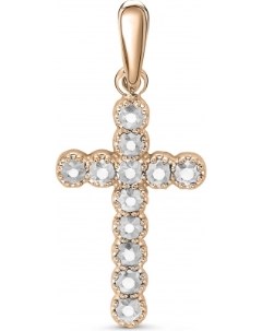 Крестик с 12 бриллиантами из красного золота Klondike