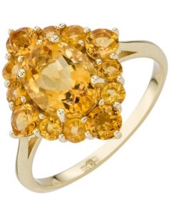 Кольцо с 13 цитринами из жёлтого золота Aloris