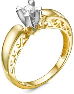 Кольцо с 1 бриллиантом из жёлтого золота Klondike