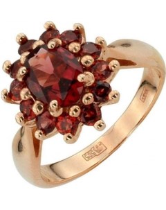 Кольцо Цветок с 13 гранатами из красного золота Aloris