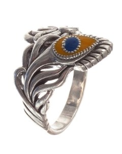 Кольцо Перо с эмалью из серебра Silverhouse
