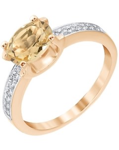 Кольцо с цитрином и фианитами из красного золота Aloris