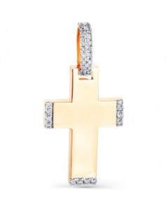 Крестик с 32 бриллиантами из красного золота Мастер бриллиант