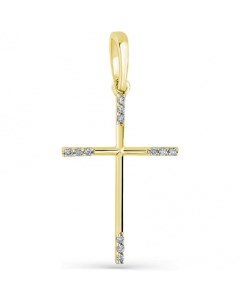 Крестик с 12 бриллиантами из жёлтого золота Мастер бриллиант